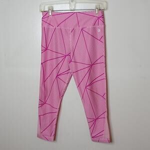 Xersion Women's Pink Abstract quick dri Size Large capri leggings.  Barbie,Comfy